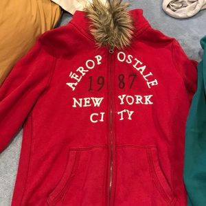 Red Aeropostale fur hoodie size xl with